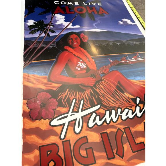 Michael Cassidy Hawaii's Big Island Art Poster 35" Come Live Aloha Retro Tiki - Picture 3 of 10